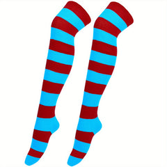 Striped Thigh High Socks Cosplay Over The Knee Stockings