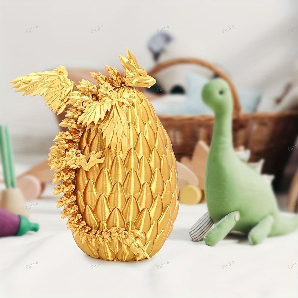 Golden Dragon Statue with Pterosaur Egg - Home Decor Gift for Fantasy Collectors