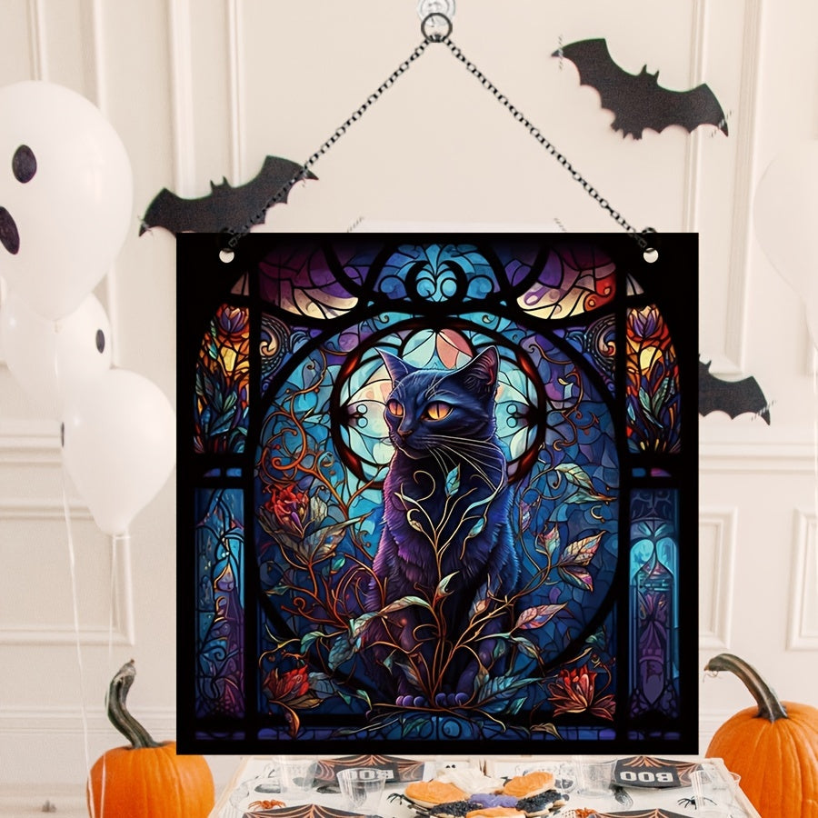 Halloween Acrylic Window Hanging Castle Cat Holiday Decorations