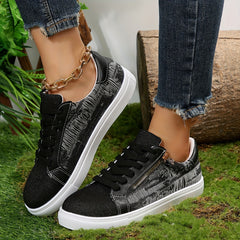 Lace Up Low Cut Skate Shoes Casual Wear Non Slip Walking Shoes