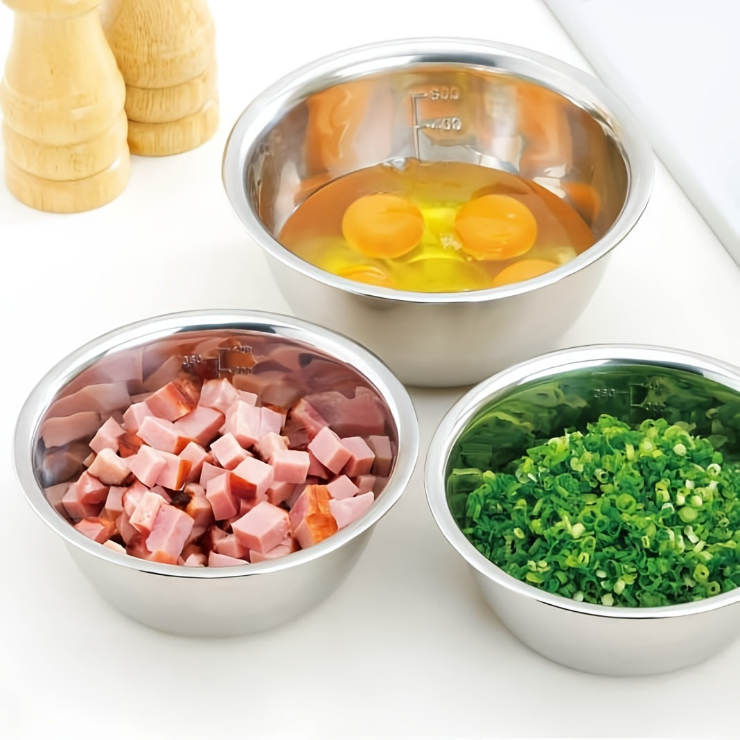 Stainless Steel Mixing Bowls with Scale - Cooking and Salad Bowl