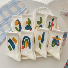 8 Pairs Graffiti Print Socks Women's Stockings