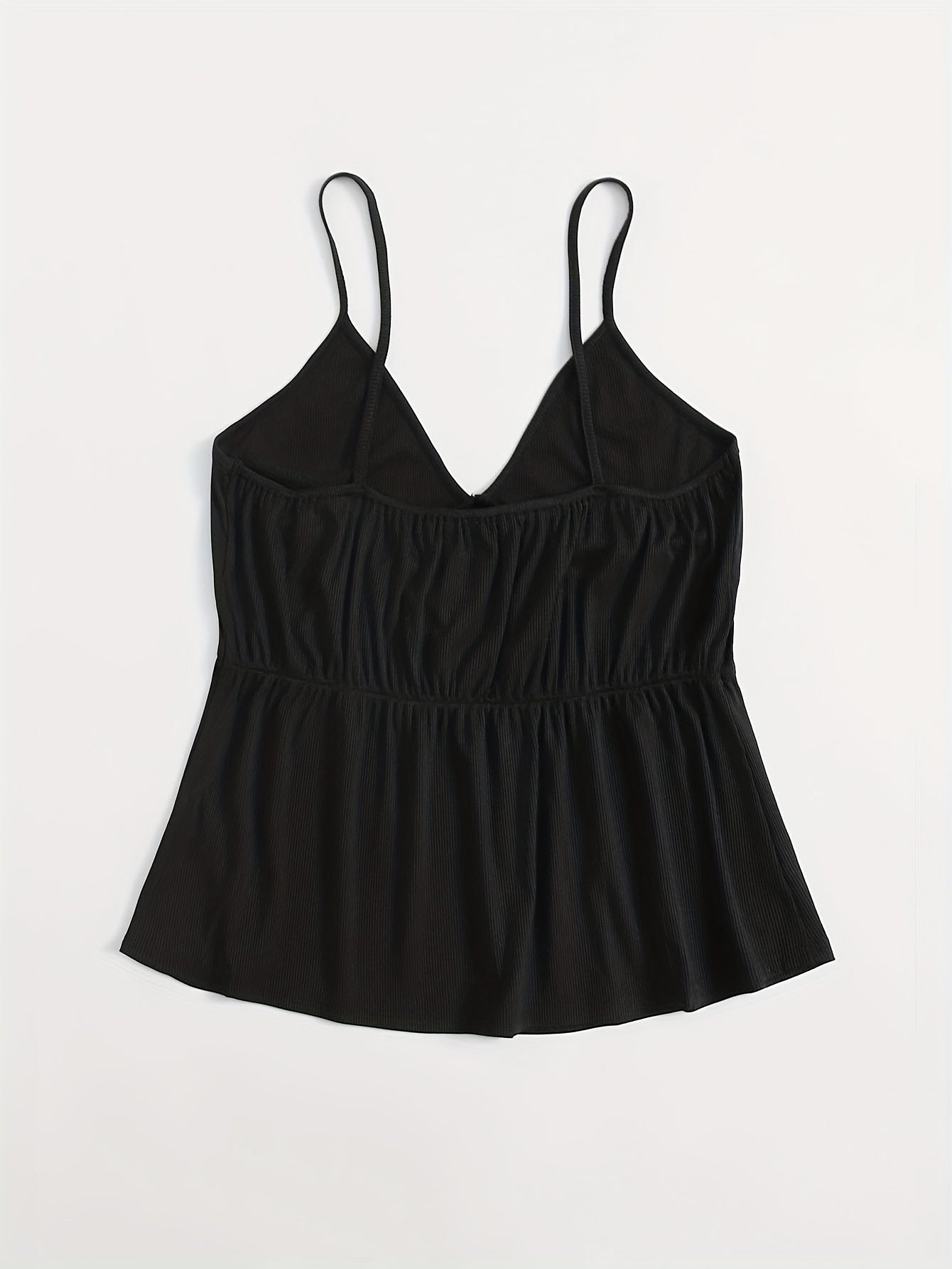  Solid V Neck Backless Cami Top