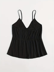  Solid V Neck Backless Cami Top