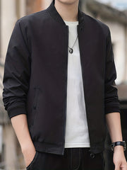 Men's Regular Fit Baseball Jacket Zip-Up Thin Casual Youth Men