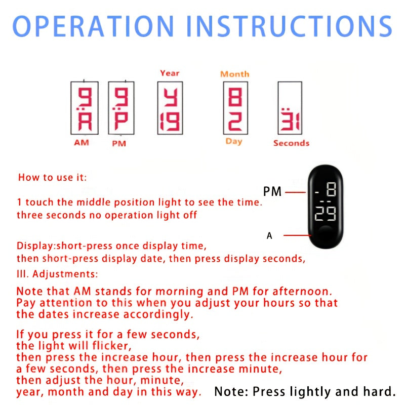 4pcs Touch Screen LED Sports Watches 24 Hour Display PVC Straps