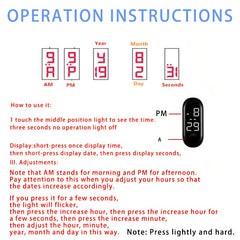 4pcs Touch Screen LED Sports Watches 24 Hour Display PVC Straps