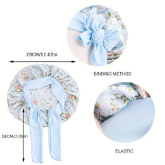 Kids Satin Sleep Bonnet Hat Bow Adjustable Night Sleep Cap