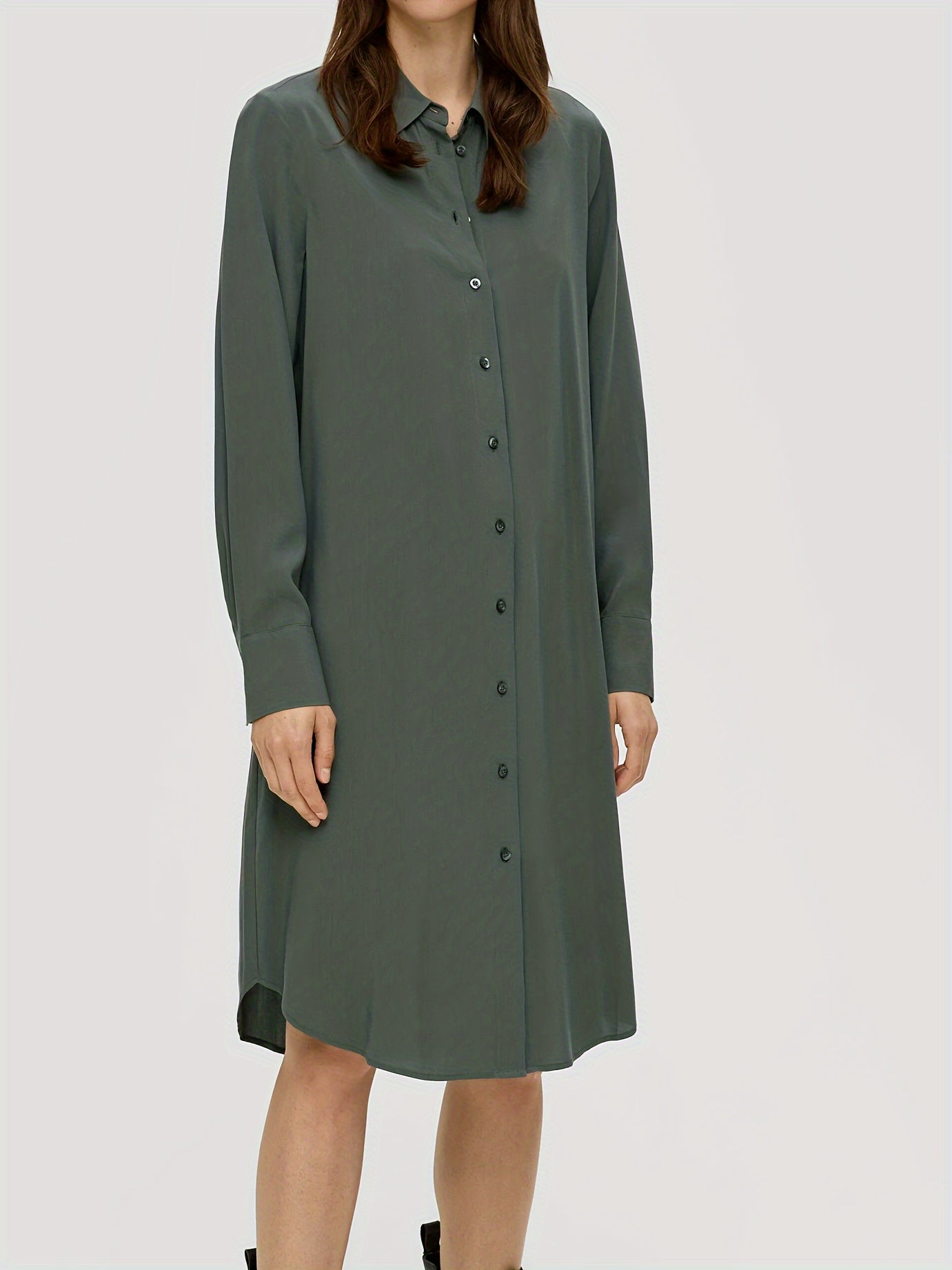  Button Up Long Sleeve Shirt Dress