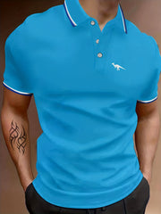Men's Kangaroo Graphic Polo Shirt Casual Button Up Short Sleeve Shirt