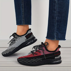 Women's Lace Up Sneakers Flying Woven Mesh Outdoor Running Shoes