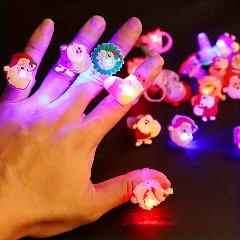 10pcs LED Colorful Glowing Rings - Fun Christmas Party Toy