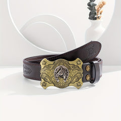 Men's Vintage Coffee Casual Embossed Belt