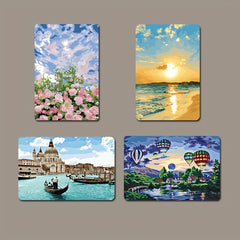 4PCS Flower Sunshine Fridge Magnets Sticker Landscape Decorative Magnetic