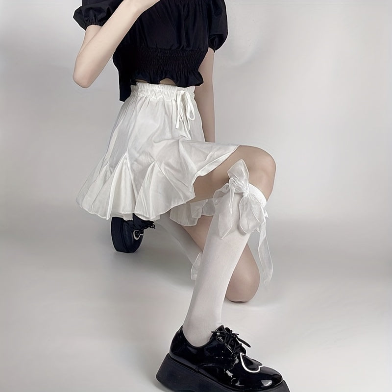 Bow Lace Calf Socks Lolita Knee High Stockings