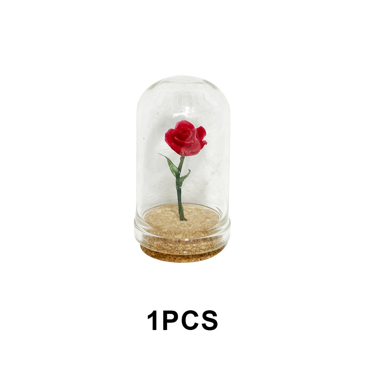 1pc Rose in Glass Dome Decorative Flower Collectible Ornament