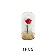 1pc Rose in Glass Dome Decorative Flower Collectible Ornament