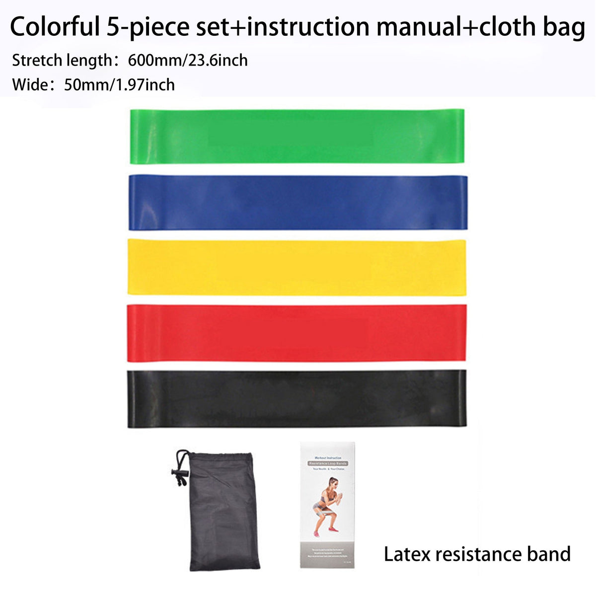 5pcs Latex Elastic Resistance Band for Yoga Fitness Hip Lifting Training