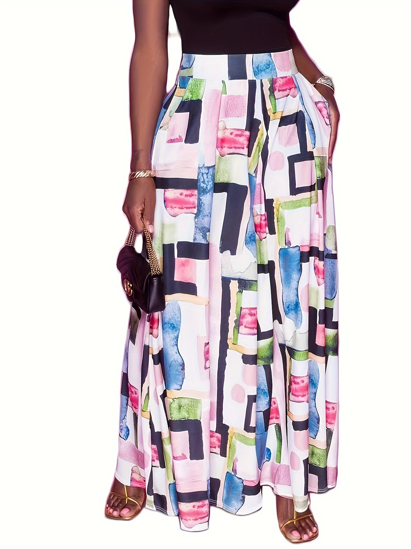Women's Plus Tie Dye Wide Leg Pants Medium Stretch Loose Trousers