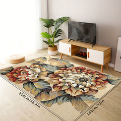 Vintage Floral Living Room Carpet Loop Velvet Non-slip Stain Resistant Rug
