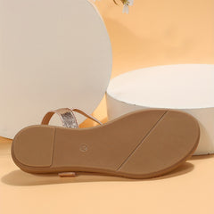 Women's Glitter Flat Sandals Buckle Strap Outdoor Sandals