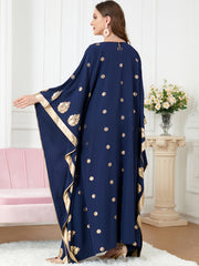  Batwing Sleeve Abaya Long Dress Women's Plus Loose Fit Round Neck Abay