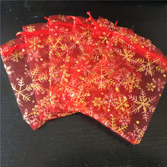 10pcs Snowflake Gilded Gauze Bags for Christmas Parties Wedding Gift Bags