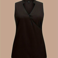  Solid Notched Neck Tank Top