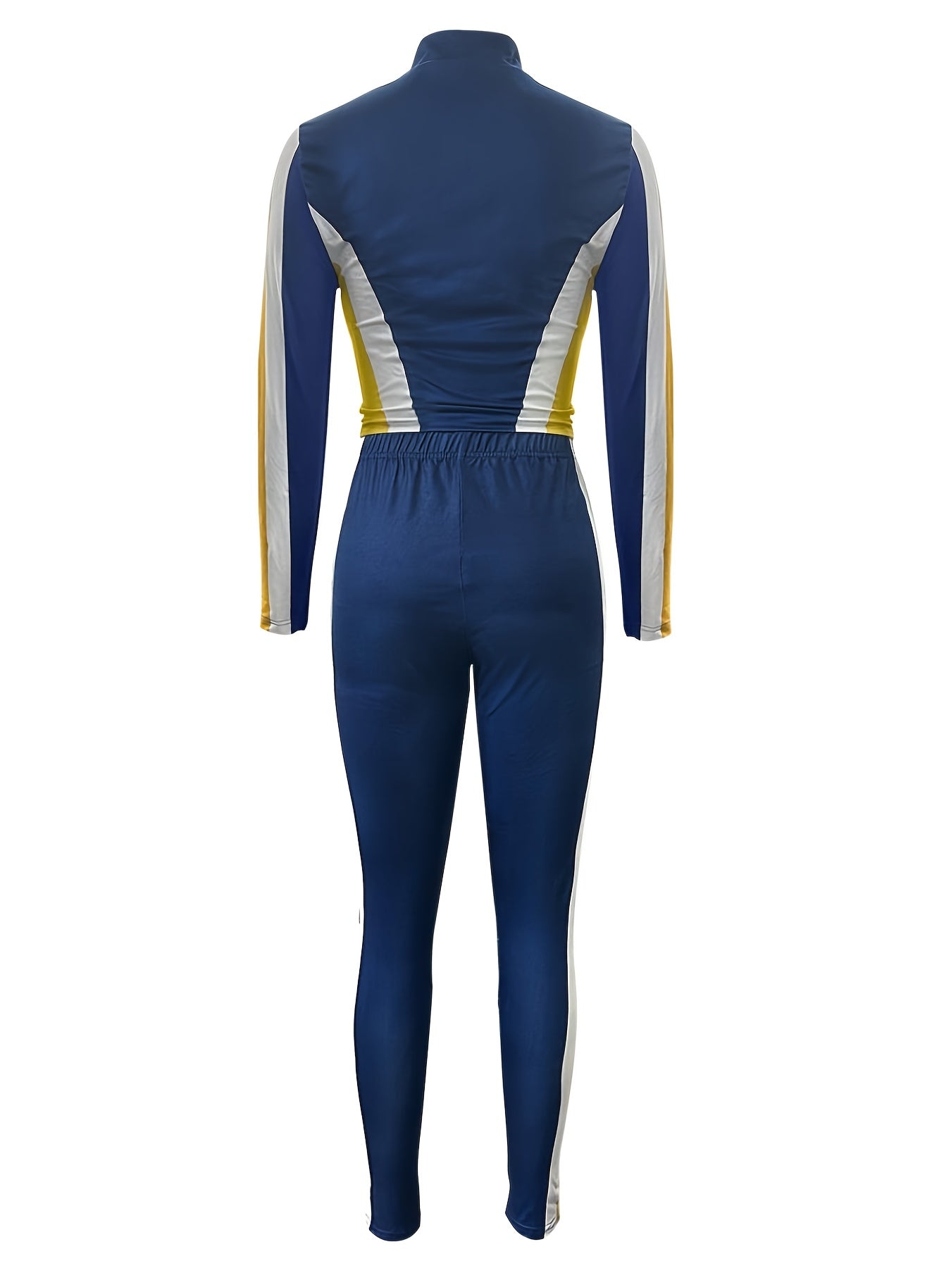  Colorblock Zipper Sweatshirt & Pants Set