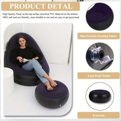 Portable Inflatable Sofa Lounge Chair with Footrest & Pump