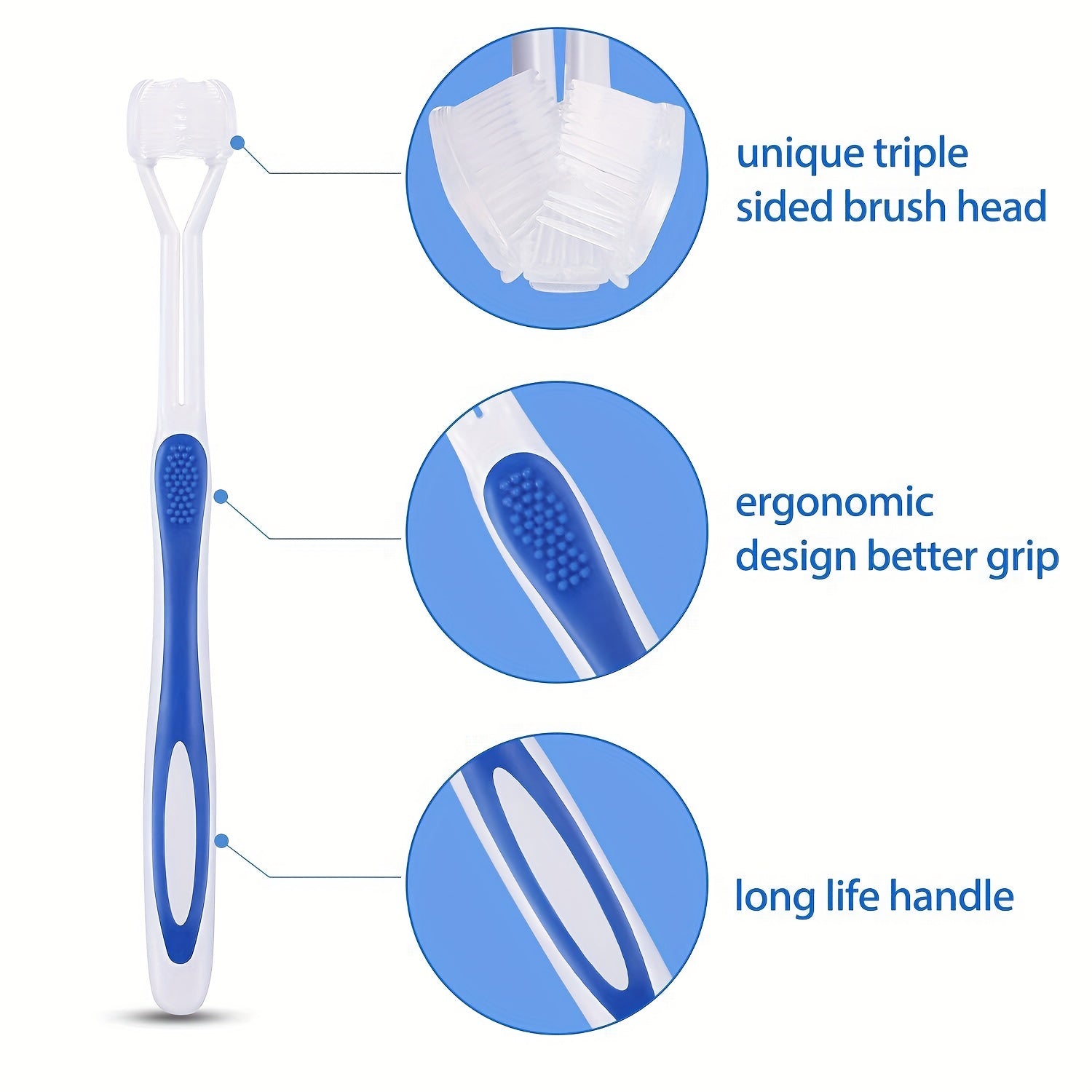 3-Sided Toothbrush for Kids Autism Sensory Bristle Travel Toothbrush