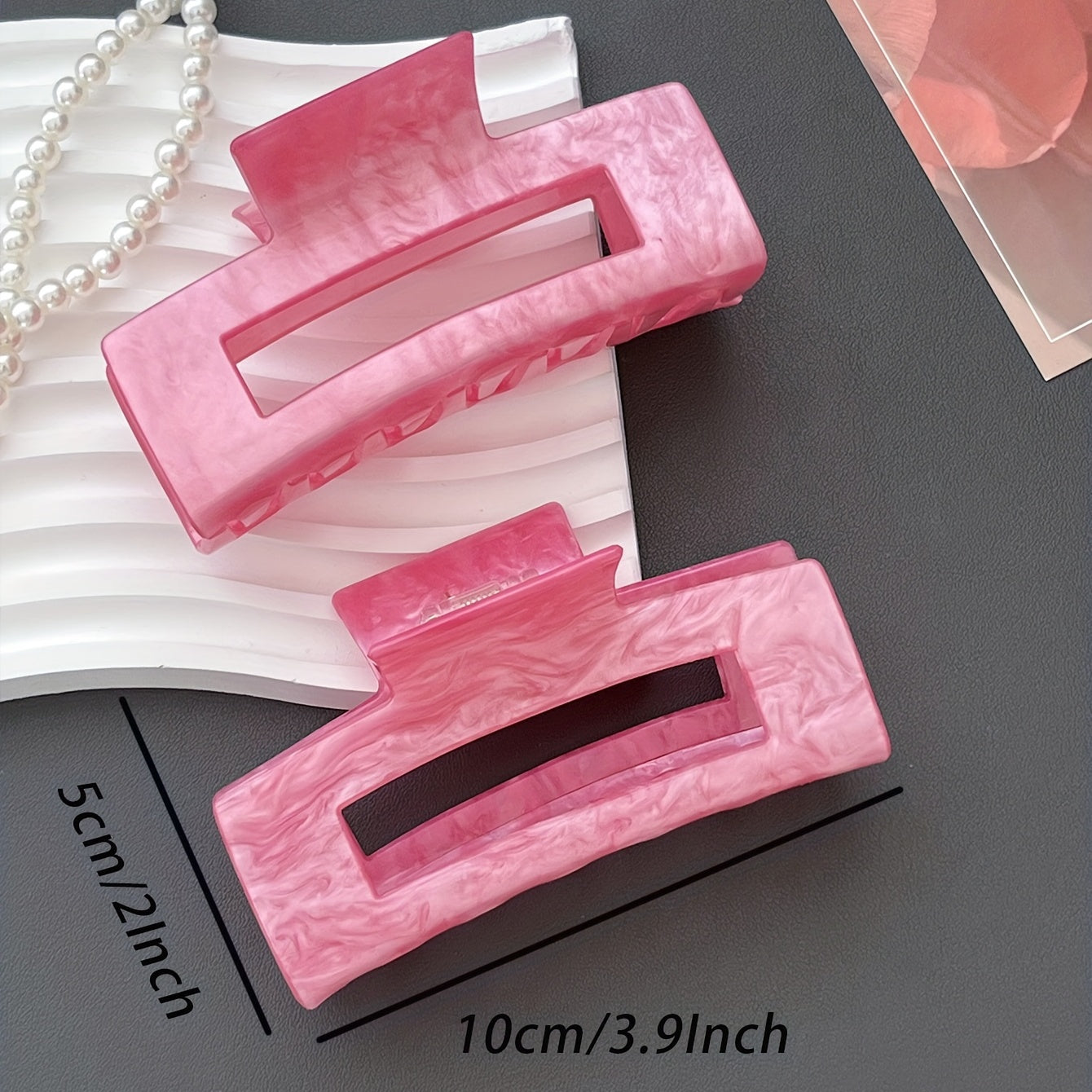 2pcs Pink Hair Claw Acrylic Ponytail Holder