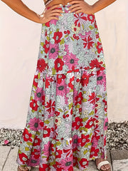  Floral Print Smock Maxi Skirt