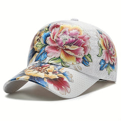 Boho Flower Print Baseball Cap Quick Drying Mesh Sports Sun Hat