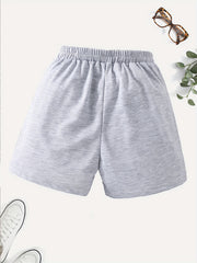 Girls' Casual Heart Graphic Shorts with Pockets