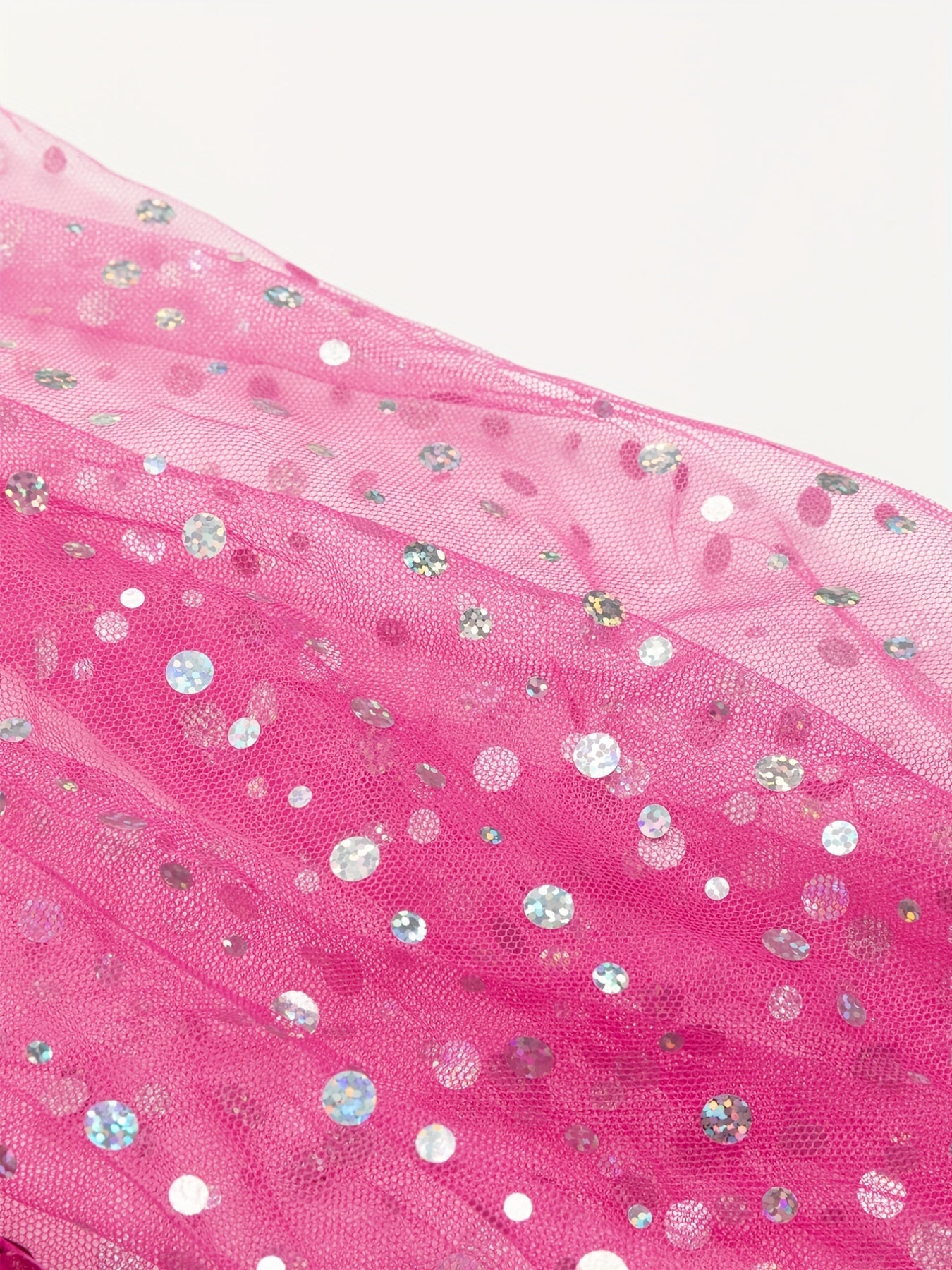 Princess Dress & Accessories Set with Sequin Decor Mesh Cloak