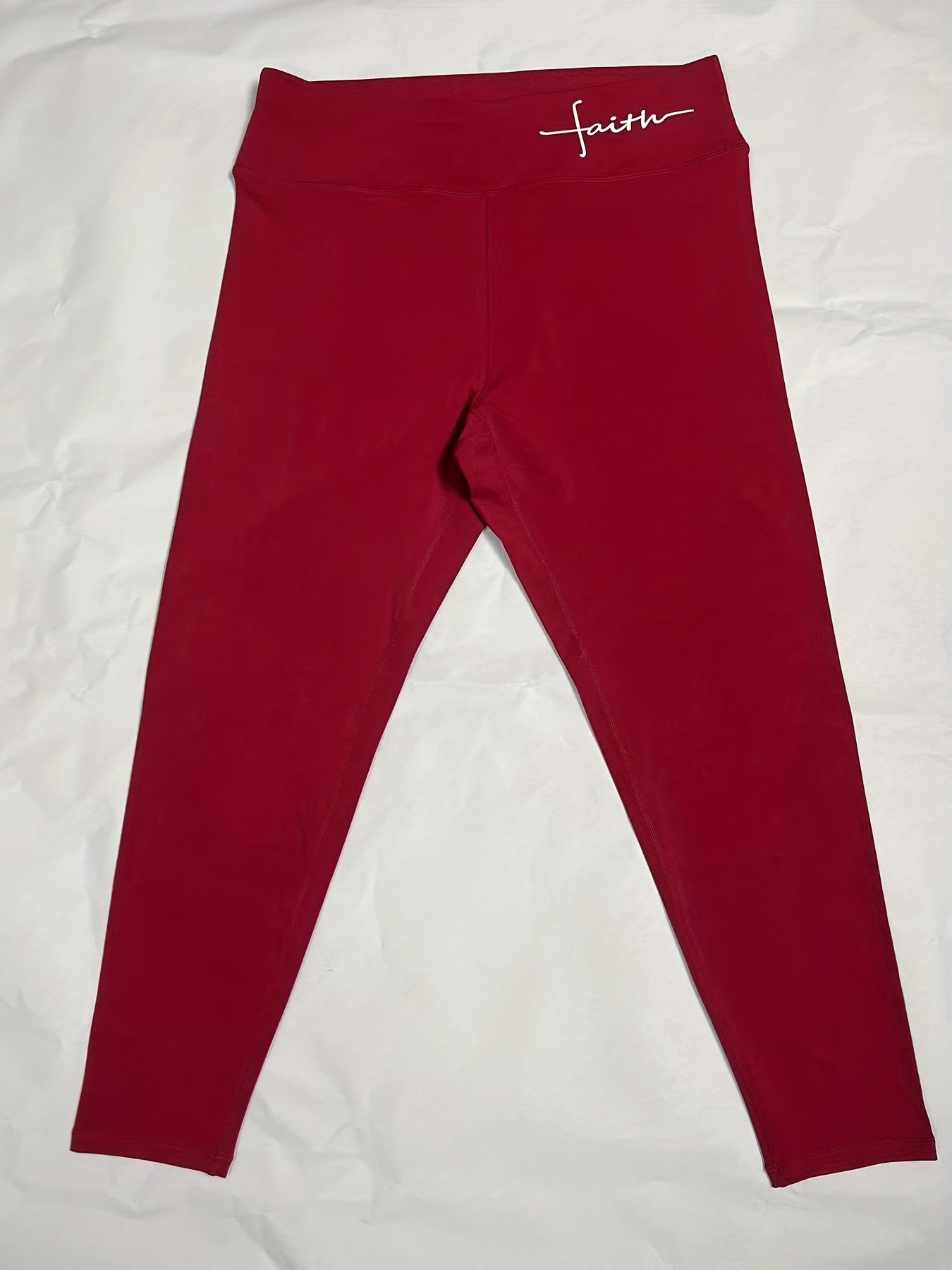  Women's High Waist Yoga Leggings, Letter Print Slim Fit