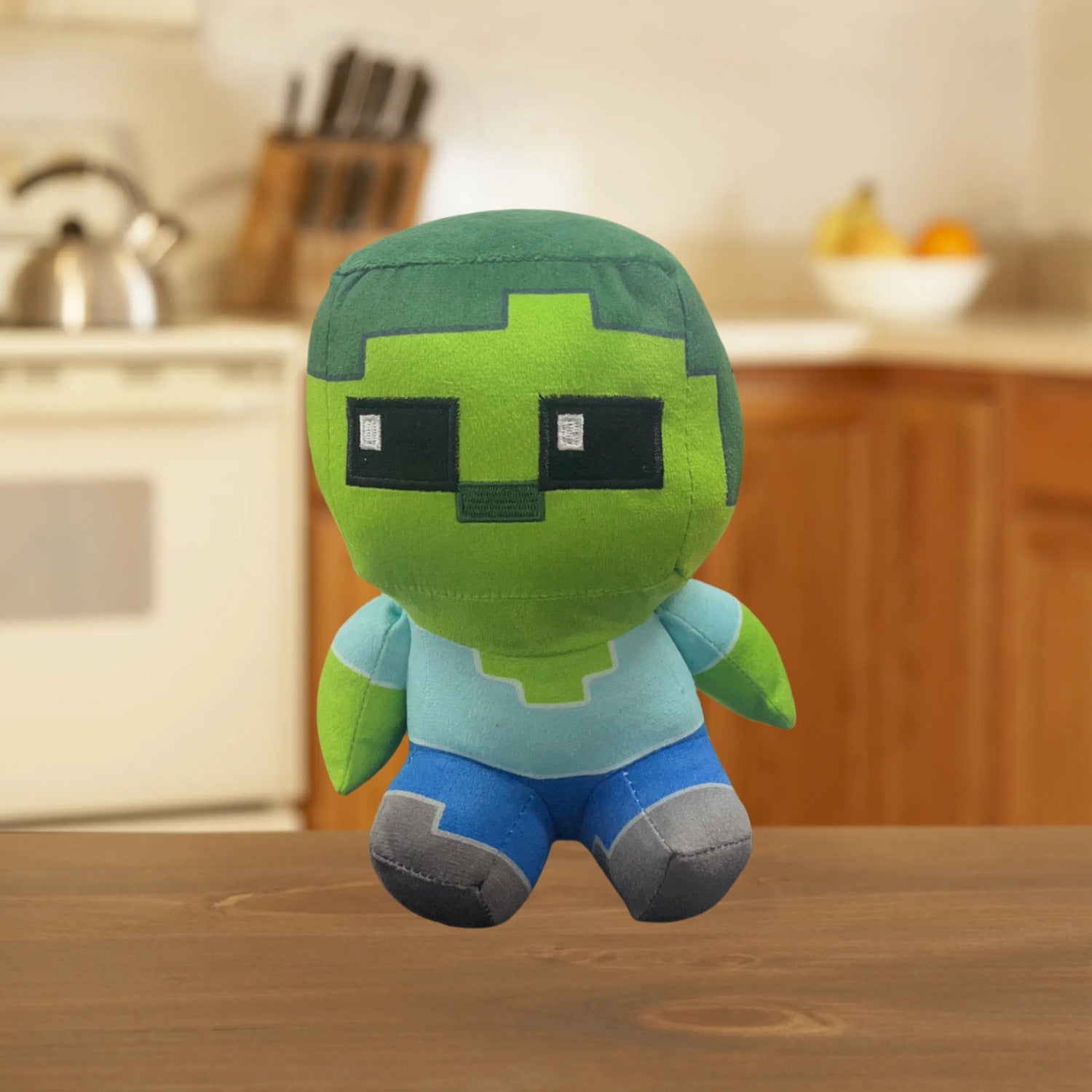 Green Pixel Plush Doll Soft Stuffed Animal Toy with Square Interactive Kids Gift