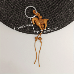 Wooden Horse & Turtle Couple Keychain Resin Pendant Gift Pair For Men