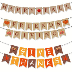 Thanksgiving Decoration Flag Pumpkin Maple Leaf Turkey Flag Banner