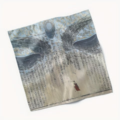 Men's Vintage Calligraphy Handkerchief & Beige Ancient Towel