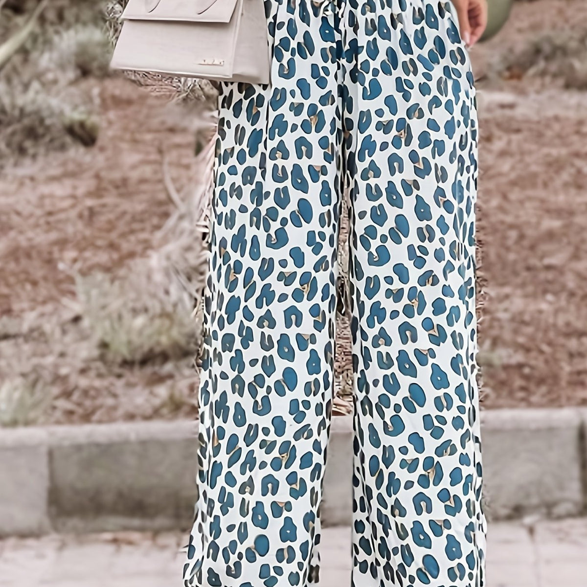 Women's Plus Leopard Print Wide Leg Pants