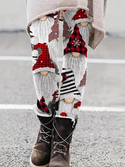 Santa Claus Pattern Leggings High Waist Boho Skinny Winter Women's Clothing