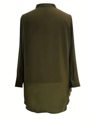  Lantern Sleeve Button Up Blouse
