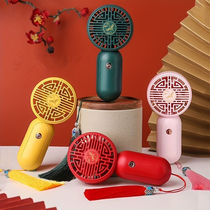 Chinese Style Mini Fan Handheld Fan USB Rechargeable Tassel Portable Fan