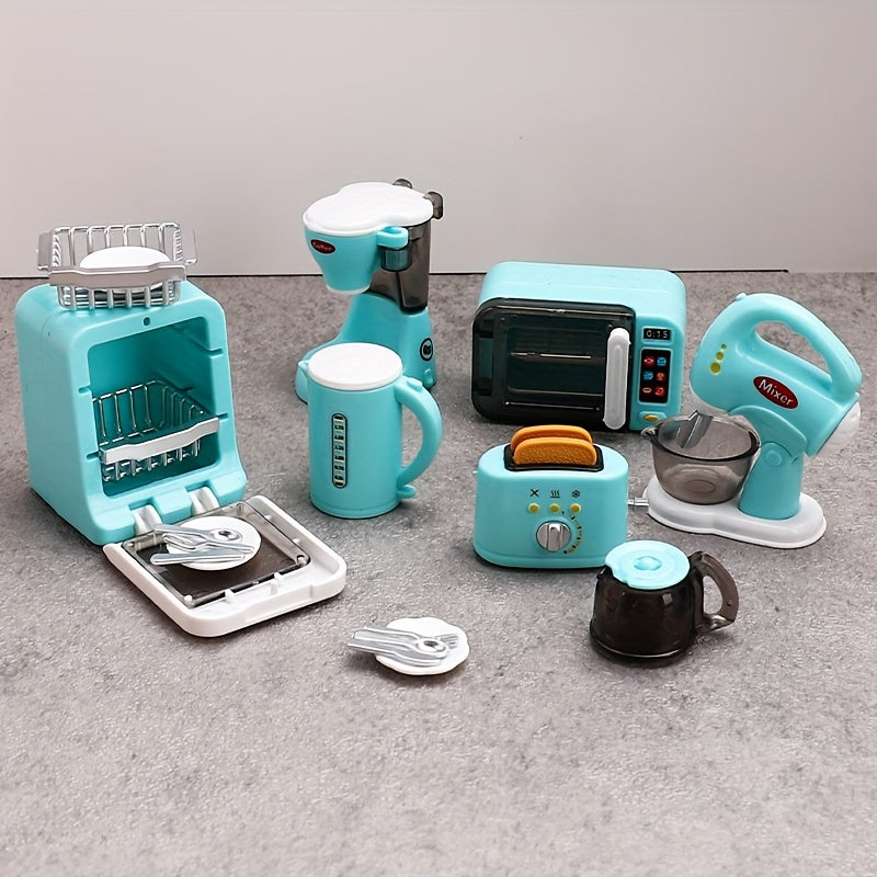 Dollhouse Kitchen Set Coffee Maker Egg Beater Oven Model DIY Accessories Toy