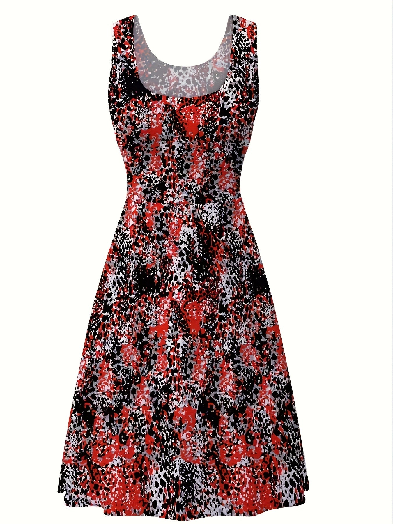  Leopard Print Round Neck Tank Dress