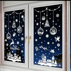 Christmas Window Stickers Elk Wreath Tree Decor