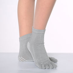 Rainbow Non-slip Yoga Socks Cozy 5 Toes Knitted Calf Crew Socks