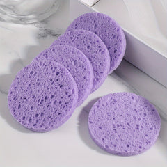 5 Pcs Reusable Face Wash Puff Wood Pulp Facial Sponge Puff